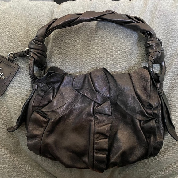 Prada Grafite Ruffle Shoulder Bag, authentication card included - Picture 3 of 10